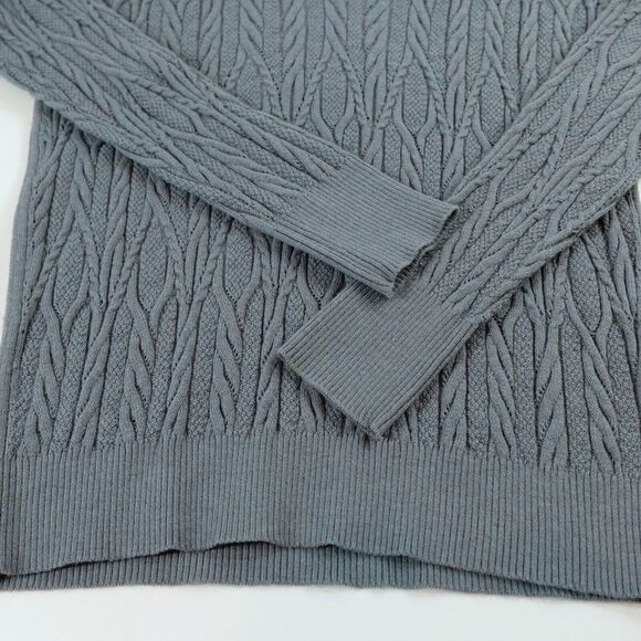 E3 by Etcetera Sweater Womens XS Blue Cable Knit Wool-Blend V-Neck - Picture 9 of 14